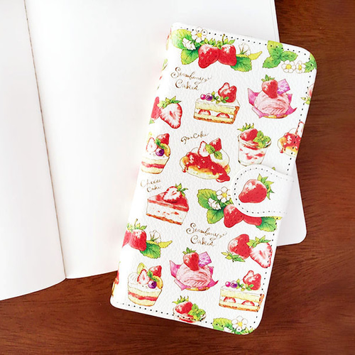 StrawberryCakes手帳型スマホケース（iPhone/Android全機種対応