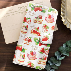 送関込【Harper & Blake】UK発!手帳型スマホケースStrawberry/苺 StrawberryCakes手帳型スマホケース（iPhone/Android全機種対応