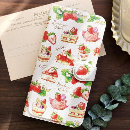 送関込【Harper & Blake】UK発!手帳型スマホケースStrawberry/苺 Harper & Blake】UK発!☆スマホケース(多機種)苺/ストロベリー