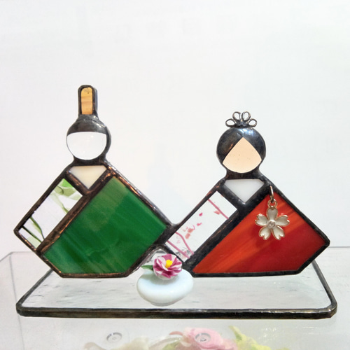 お雛様 C8ｰ2 【ステンドグラス】ガラス おひなさま 桜 新春 桃の節句