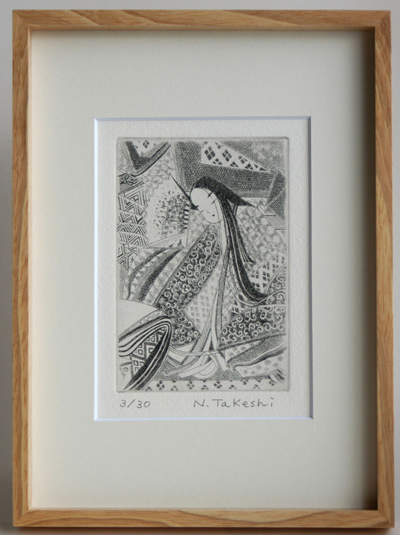 源氏物語絵巻・宿木二より/銅版画 (額あり） 版画 Atelie Gray 通販