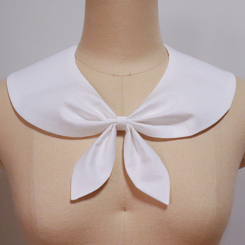 ハンドメイド　リボン　つけ襟 つけ襟】きゅっと結んだリボン！大きな蝶々の付け襟【白】 その他