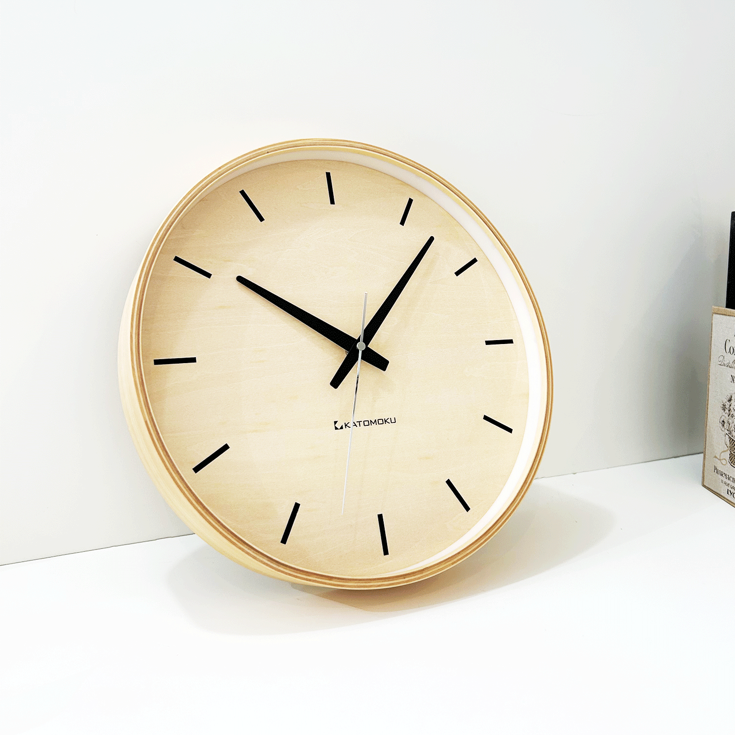 KATOMOKU plywood clock 5 ナチュラル km-50NA 掛け時計 木製 静か オシャレ インテリア