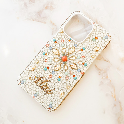 iPhone17pro,16,15,14他全機種ケース スワロフスキーモロッコ風