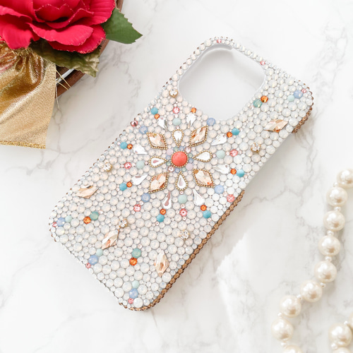Swarovski ピンク 宝石風 iPhone16ケース High smartphone case, Crystal print motif, iPhone® 16 Pro