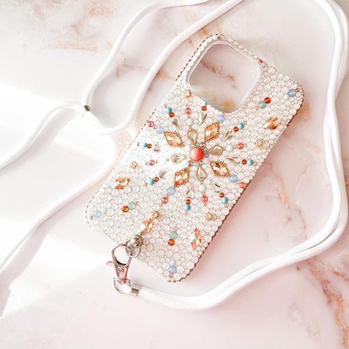 iPhone17pro,16,15,14他全機種ケース スワロフスキーモロッコ風