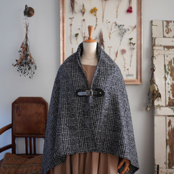 カシミア100%※ブラックポンチョ 最高級生地です＾＾ 黒革 コート RAG