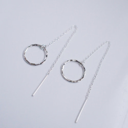 送料無料 *再販*【14kgf】月チェーンピアス／槌目／S　ゴールド　華奢　シンプル 13枚目の画像