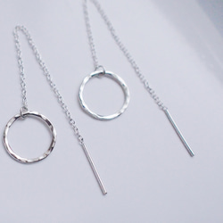 送料無料 *再販*【14kgf】月チェーンピアス／槌目／S　ゴールド　華奢　シンプル 12枚目の画像