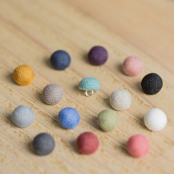 10mmの山高くるみボタン・リネン生地 (8ケセット・全15色) ボタン