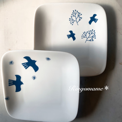 新品/未使用】ポーセラーツ/スクエアプレートセット 中皿 amica