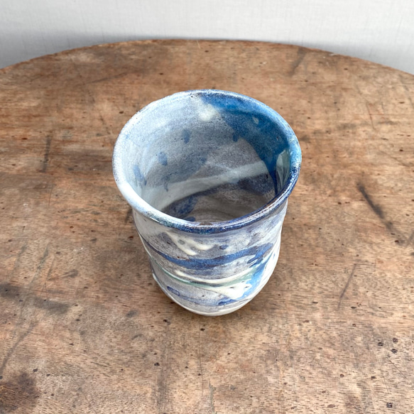 青釉の流れ　凹みタンブラー 11枚目の画像