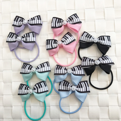 handmade♡♡ピアノ鍵盤柄 フリルツインヘアゴム パープル 59ce722ef7a1479085f64f62cb2edb