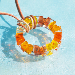 [特殊]玻璃環“戒指[橙色]”項鍊 第1張的照片