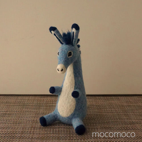 受注制作作品】もこもこロバさん（青） ☆あかころ☆羊毛フェルト