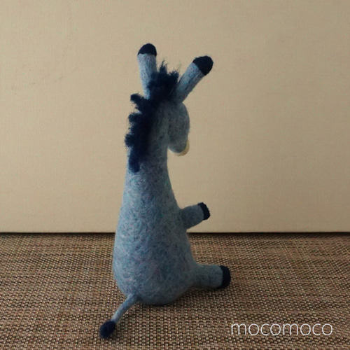 受注制作作品】もこもこロバさん（青） ☆あかころ☆羊毛フェルト