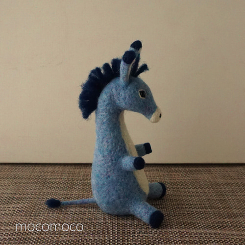 受注制作作品】もこもこロバさん（青） ☆あかころ☆羊毛フェルト