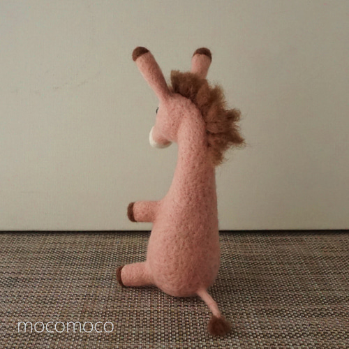 受注制作作品】もこもこロバさん（桃） ☆あかころ☆羊毛フェルト
