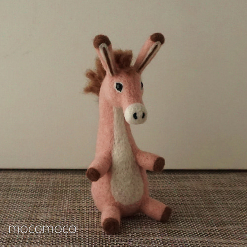 受注制作作品】もこもこロバさん（桃） ☆あかころ☆羊毛フェルト