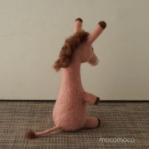 受注制作作品】もこもこロバさん（桃） ☆あかころ☆羊毛フェルト