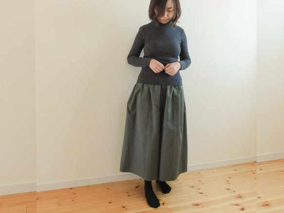 ～上品な佇まいが魅力的～スラブダブルガーゼのガウチョパンツ・すみれ色 3枚目の画像