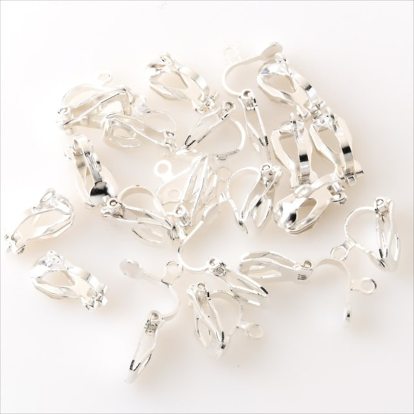 夾式耳環，20枚，小號★白銀★帶掛鉤，耳環零件（耳環-kt） 第3張的照片