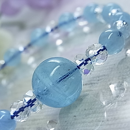 訳あり】海の透明 ブレスレット 大粒 アクアマリン ◇ブルー系