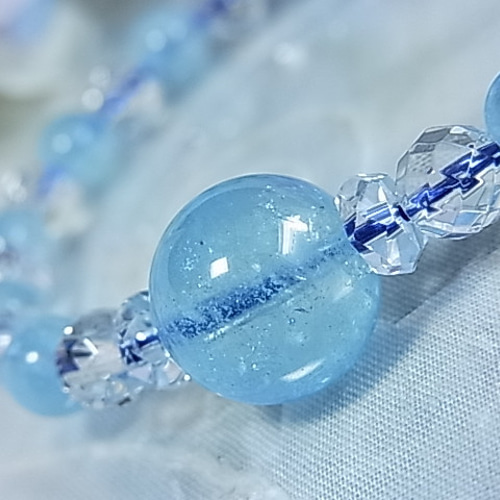 訳あり】海の透明 ブレスレット 大粒 アクアマリン ◇ブルー系