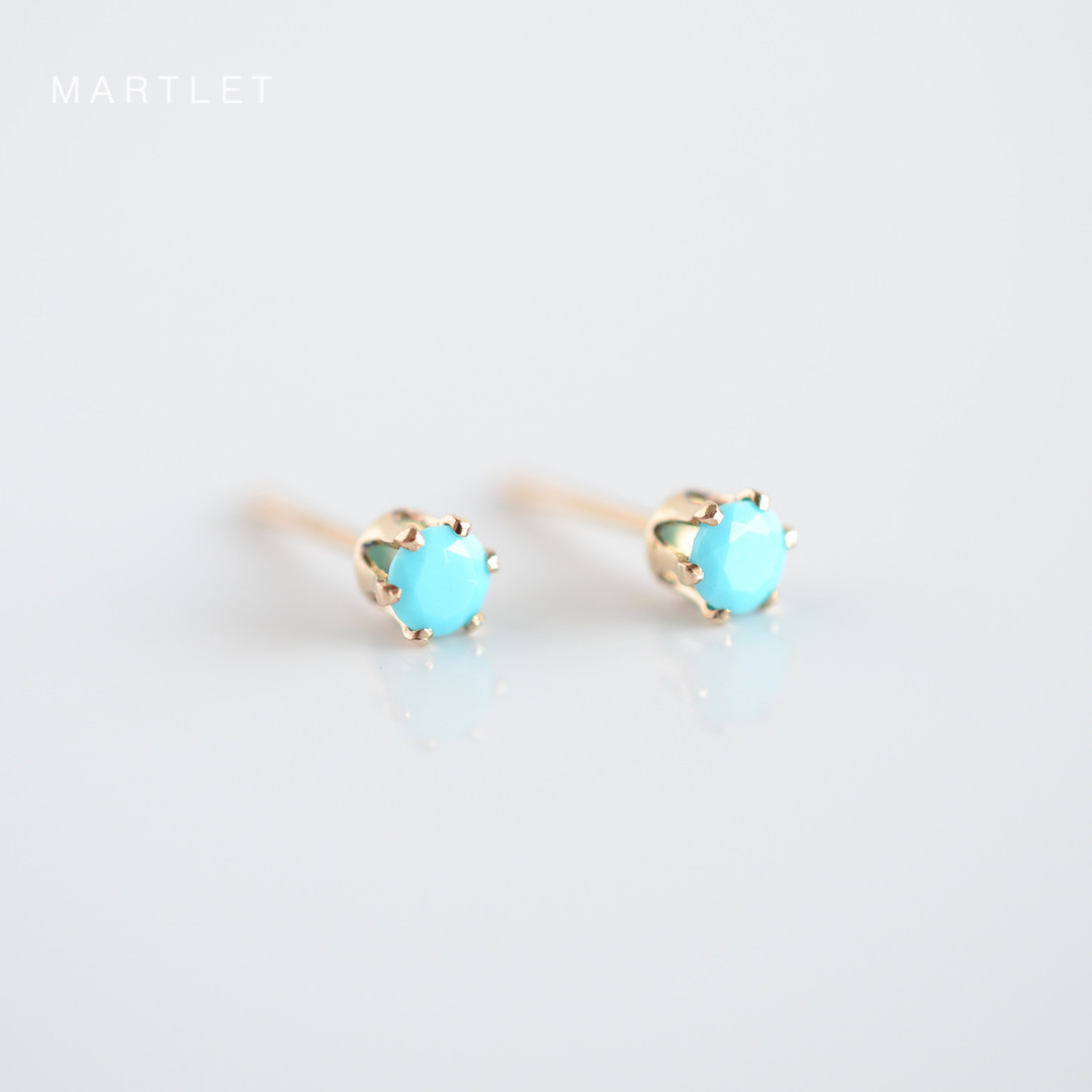 14kgf スリーピングビューティーターコイズ(3mm/6本爪) 天然石ピアス