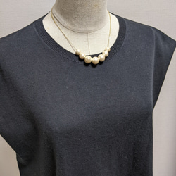 【サージカルステンレス】コットンパール♡7粒グラデーションネックレス　軽い　キスカ　ホワイト　シルバー　ゴールド　 3枚目の画像