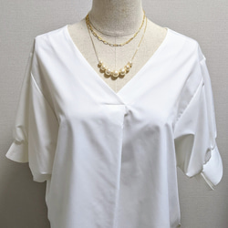 【サージカルステンレス】コットンパール♡7粒グラデーションネックレス　軽い　キスカ　ホワイト　シルバー　ゴールド　 5枚目の画像