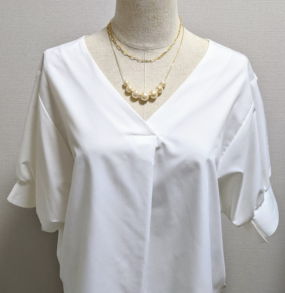 【サージカルステンレス】コットンパール♡7粒グラデーションネックレス　軽い　キスカ　ホワイト　シルバー　ゴールド　 5枚目の画像