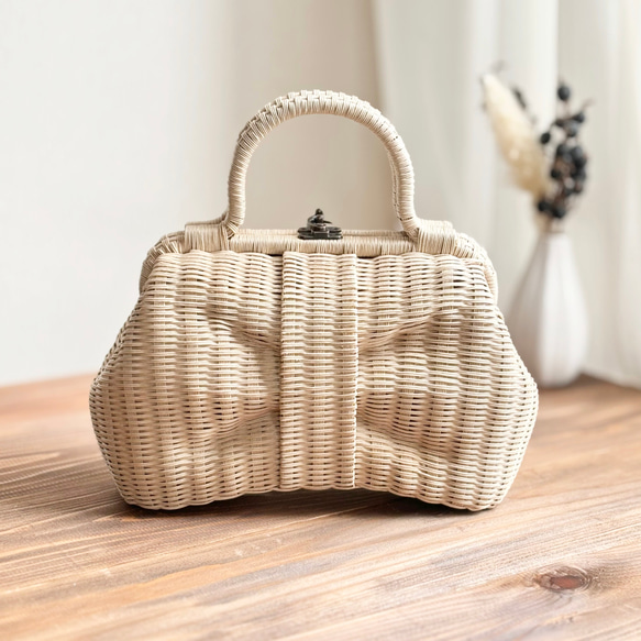 basket bag / ribbon / ivory 第1張的照片