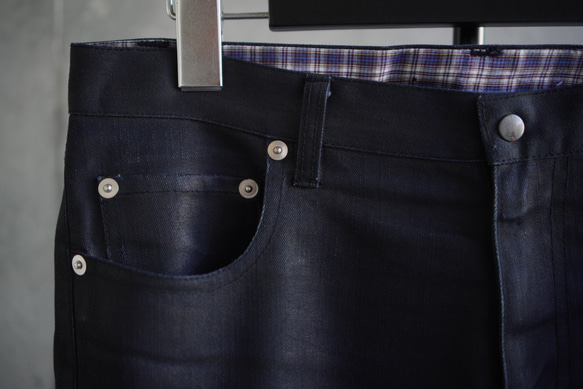 【展示作品】コーティングデニム5ポケットパンツ 4枚目の画像