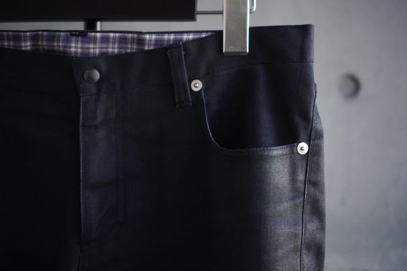 【展示作品】コーティングデニム5ポケットパンツ 3枚目の画像