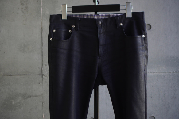 【展示作品】コーティングデニム5ポケットパンツ 2枚目の画像