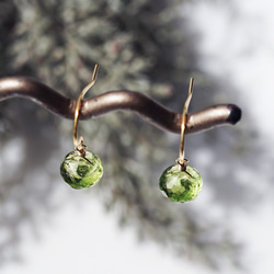 豐滿★橄欖石圓石洋蔥切耳環～陽光透過樹林 第2張的照片