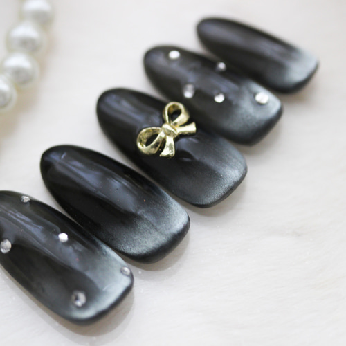 ネイルチップ オーダーネイル ブラックネイル マグネット グラデーション