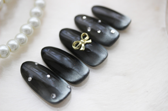 ブラッグ×マグネットグラデーションリボンネイル ネイルチップ（つけ爪