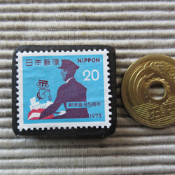 日本　1973年切手ブローチ2419 3枚目の画像