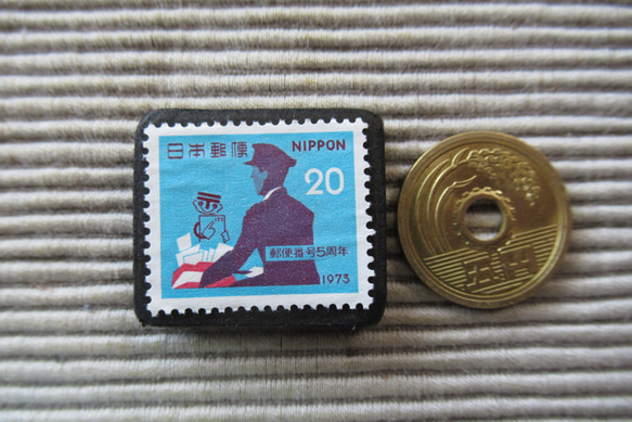 日本　1973年切手ブローチ2419 3枚目の画像