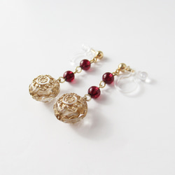 Garnet, antique style clip on earrings 夾式 第3張的照片