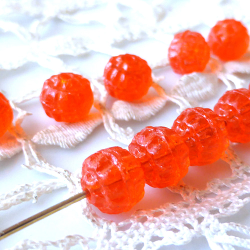 オレンジ味の飴 チェコビーズCzech Glass Beads10個 ビーズ bunako