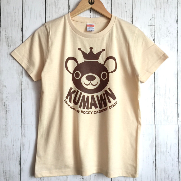 キュートな王冠クマ『KUMAWN/クマウン』Tシャツ 2カラー・2サイズ 展開 3枚目の画像