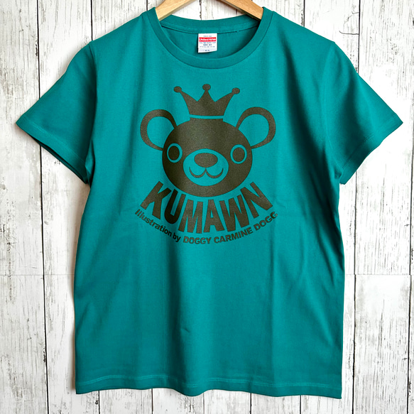 キュートな王冠クマ『KUMAWN/クマウン』Tシャツ 2カラー・2サイズ 展開 2枚目の画像