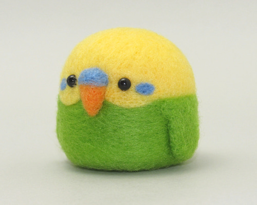 新品未開封　レトロ　ケロッグ　緑色の鳥　指人形　フェルト　マスコット ぬいぐるみ 丸トリ No.21 せきせいいんこ (みどり) Ver2 ／ 羊毛フェルト