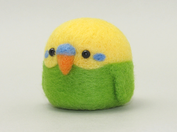 羊毛フェルト　シトリン様 丸トリ No.21 せきせいいんこ (みどり) Ver2 ／ 羊毛フェルト