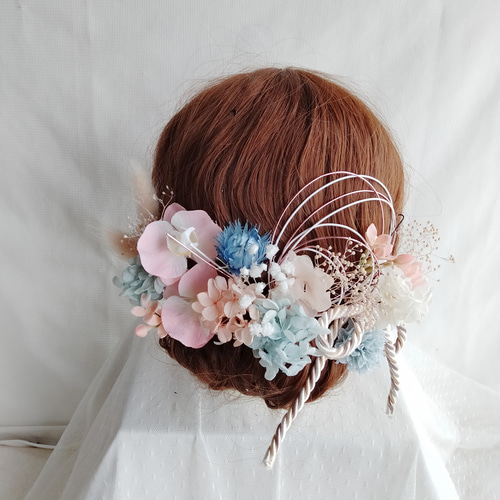 胡蝶蘭和装髪飾り 赤いベルベット胡蝶蘭の髪飾り 結婚式 卒業式 成人式