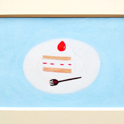 原画「ショートケーキ」水彩イラスト ※木製額縁入り 4枚目の画像