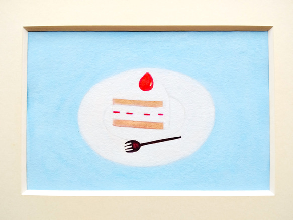原画「ショートケーキ」水彩イラスト ※木製額縁入り 4枚目の画像